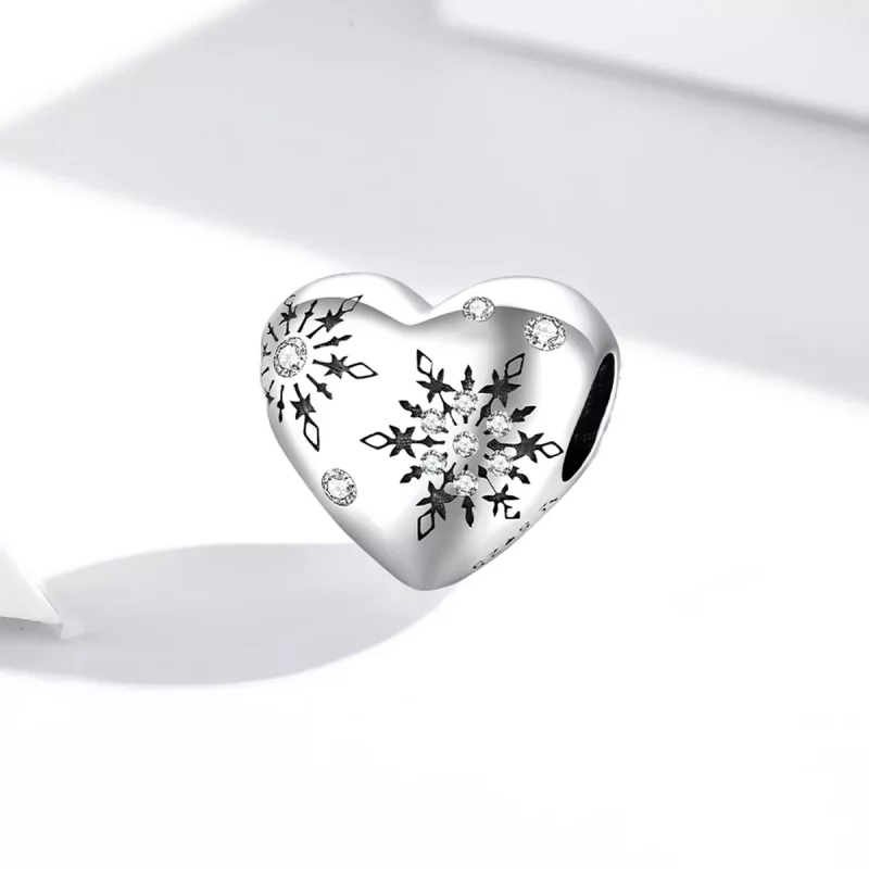 (imagen para) Charm de plata con estilo Pandora con diseños de copos de nieve de amor - SCC198 - Ver 2