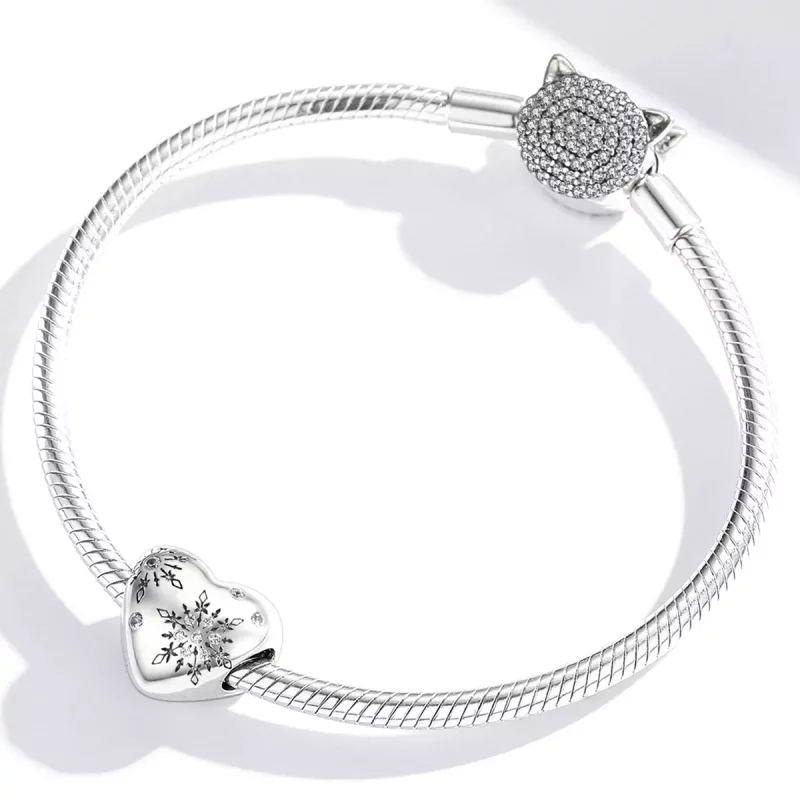 (imagen para) Charm de plata con estilo Pandora con diseños de copos de nieve de amor - SCC198 - Ver 3