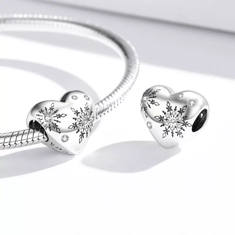 (imagen para) Charm de plata con estilo Pandora con diseños de copos de nieve de amor - SCC198 - Ver 4