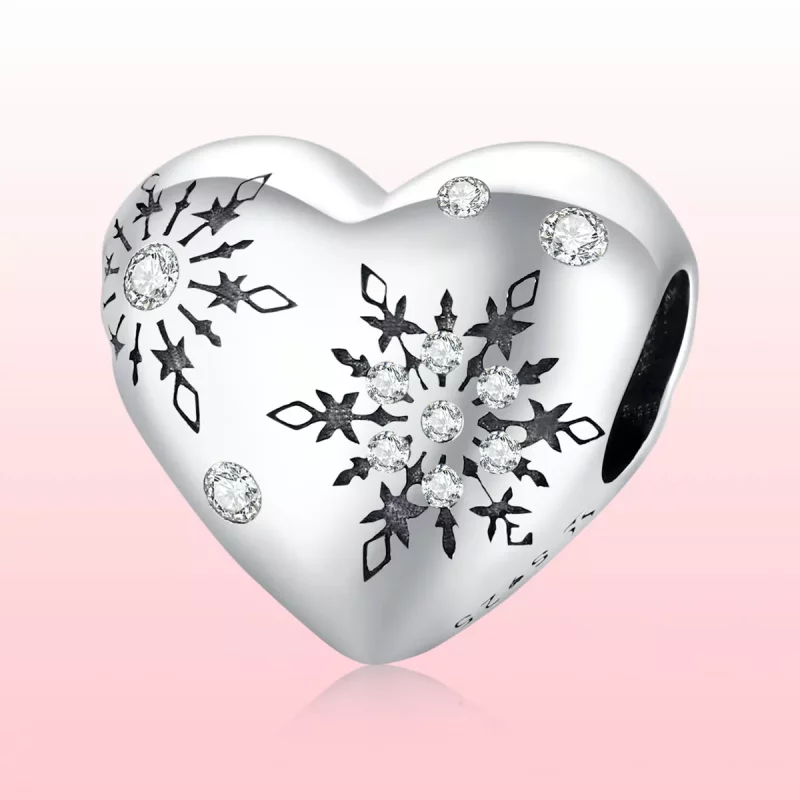 (imagen para) Charm de plata con estilo Pandora con diseños de copos de nieve de amor - SCC198 - Ver 6