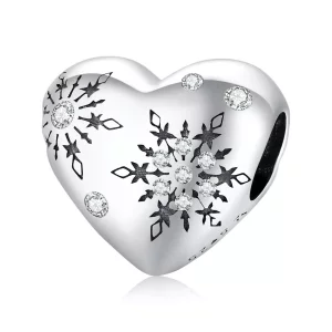(imagen para) Charm de plata con estilo Pandora con diseños de copos de nieve de amor - SCC1982
