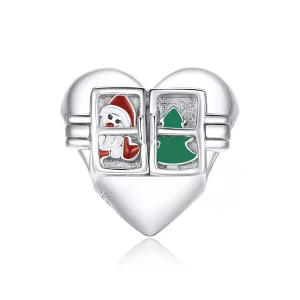 Charm de Plata Estilo Pandora con Saludos Navideños - BSC376 (imagen para) Charm de Plata Estilo Pandora con Saludos Navideños - BSC376