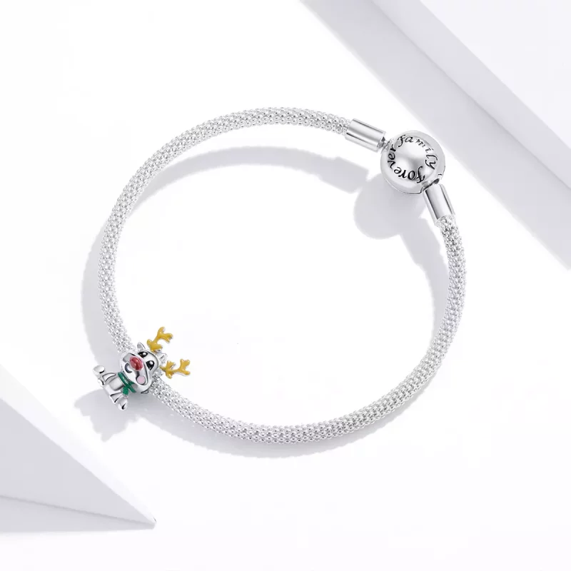 (imagen para) Charm de plata estilo Pandora con un reno en crecimiento - BSC375 - Ver 3