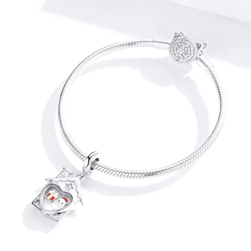 (imagen para) Charm de Santa Claus plateado al estilo Pandora - SCC1357 - Ver 2