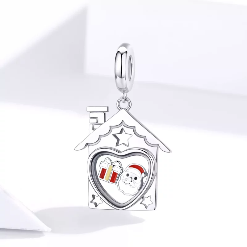 (imagen para) Charm de Santa Claus plateado al estilo Pandora - SCC1357 - Ver 3