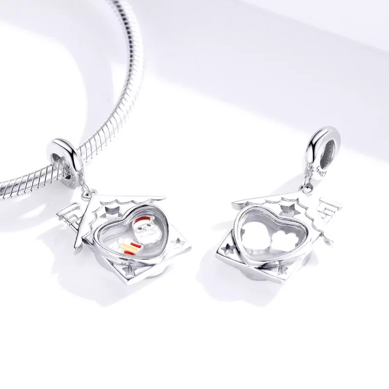 (imagen para) Charm de Santa Claus plateado al estilo Pandora - SCC1357 - Ver 4