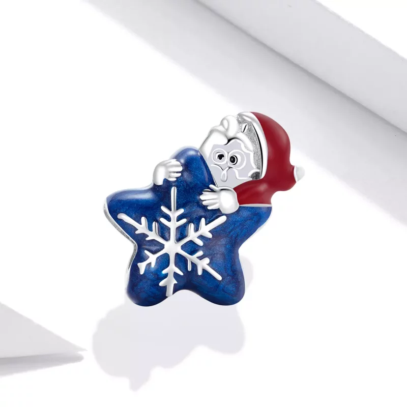 (imagen para) Charm de Santa Claus plateado estilo Pandora - BSC372 - Ver 2