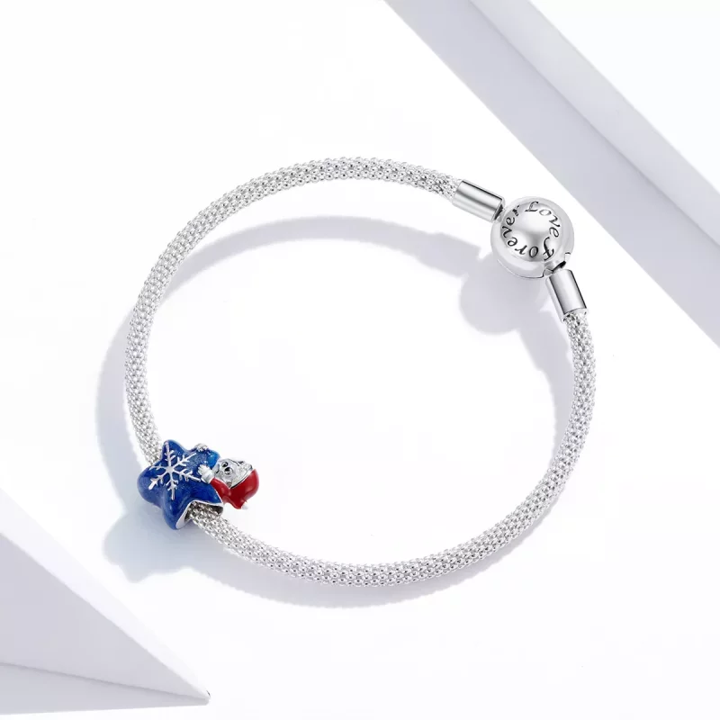 (imagen para) Charm de Santa Claus plateado estilo Pandora - BSC372 - Ver 3