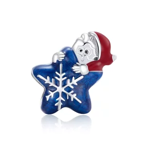 (imagen para) Charm de Santa Claus plateado estilo Pandora - BSC372