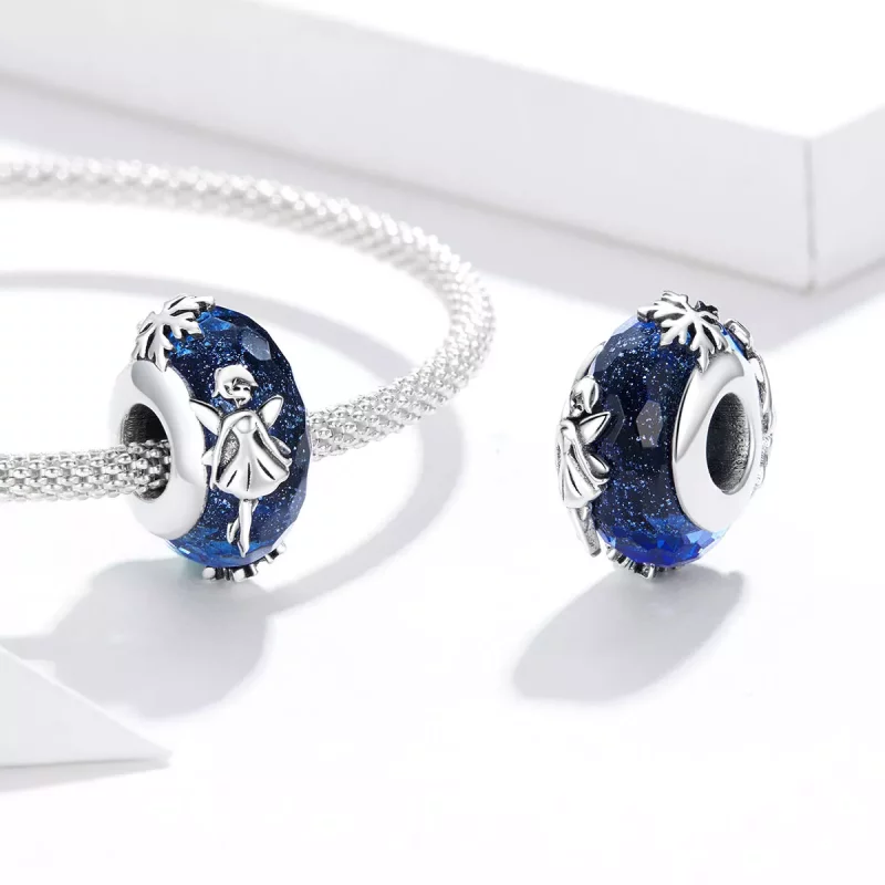 (imagen para) Charm de separador de duendes copo de nieve plateado estilo Pandora - BSC369 - Ver 4