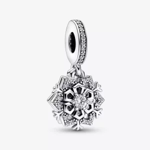 (imagen para) Charm doble colgante de copo de nieve brillante de Pandora - 792355C01
