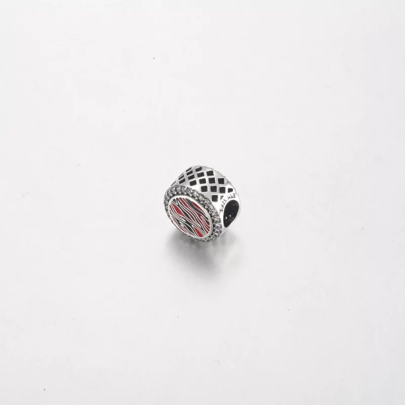 (imagen para) Charm Pandora en plata de ley con estampado de cebra rosa - 792016CZ_E026 - Ver 2