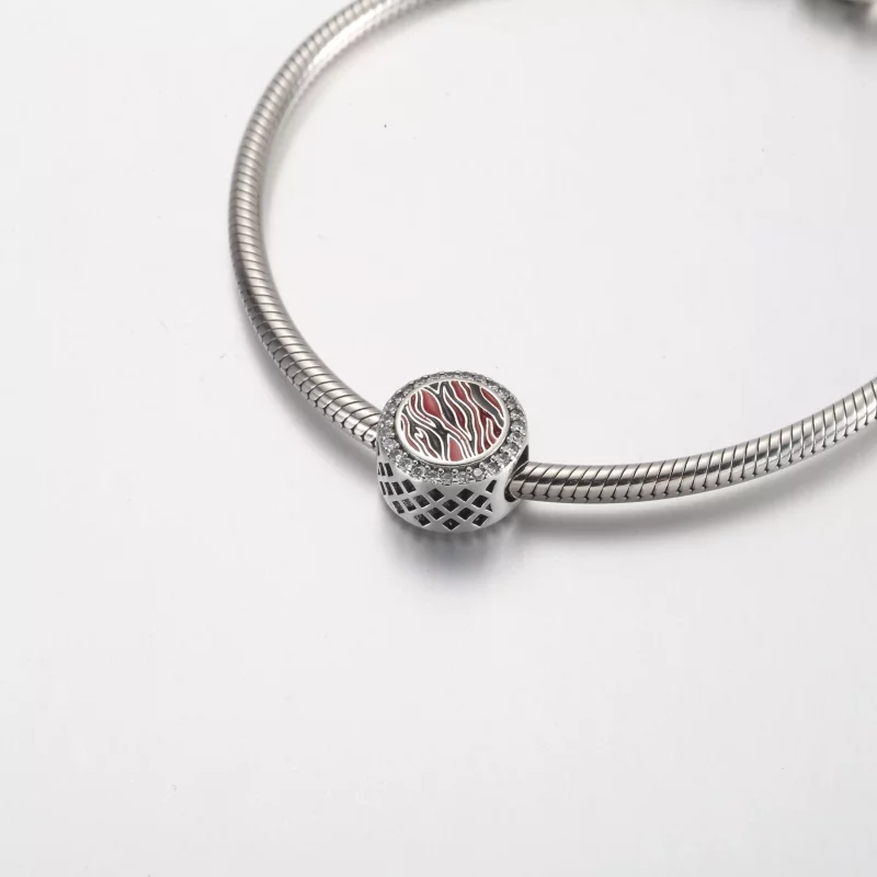 (imagen para) Charm Pandora en plata de ley con estampado de cebra rosa - 792016CZ_E026 - Ver 5