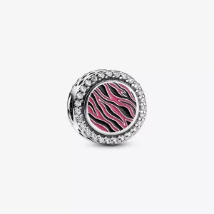 (imagen para) Charm Pandora en plata de ley con estampado de cebra rosa - 792016CZ_E026