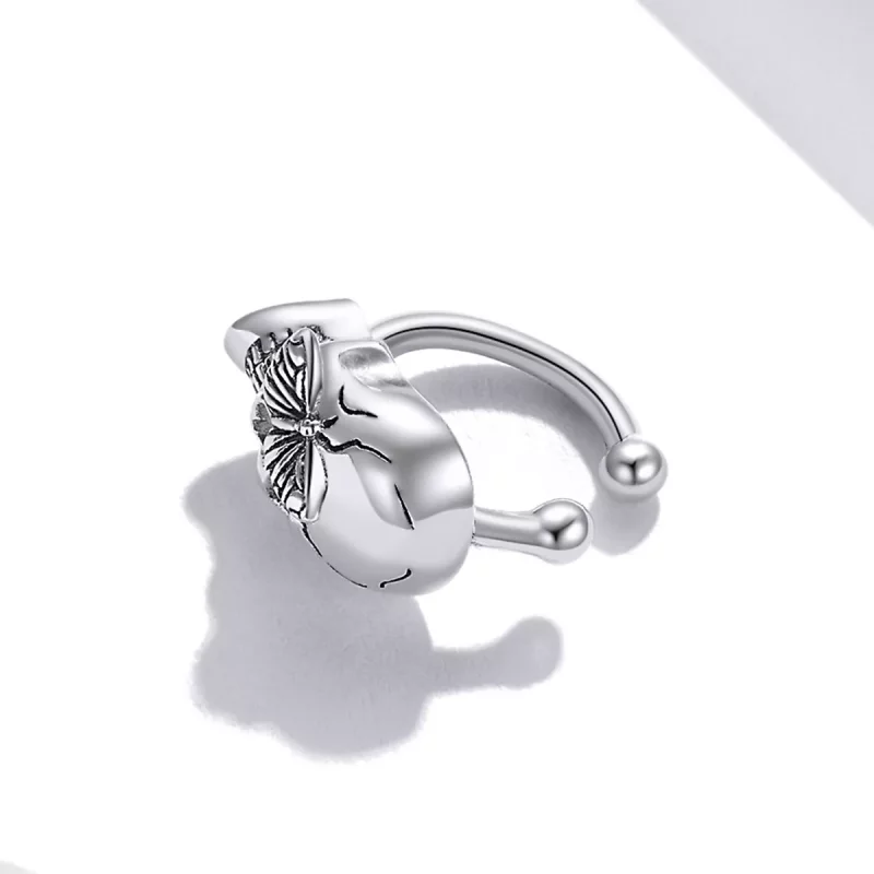 (imagen para) Clip de oreja estilo Pandora con esqueletos y mariposas de plata - SCE1178 - Ver 3