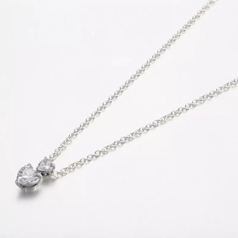 (imagen para) Collar con colgante de corazón doble de Pandora con brillantes - 391229C01 - Ver 2