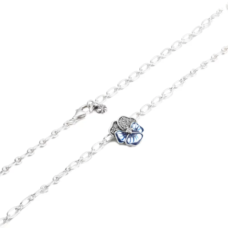 (imagen para) Collar con colgante de flores PANDORA Blue Pansy - 390770C01 - Ver 5