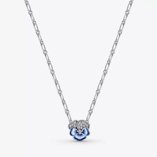 (imagen para) Collar con colgante de flores PANDORA Blue Pansy - 390770C01