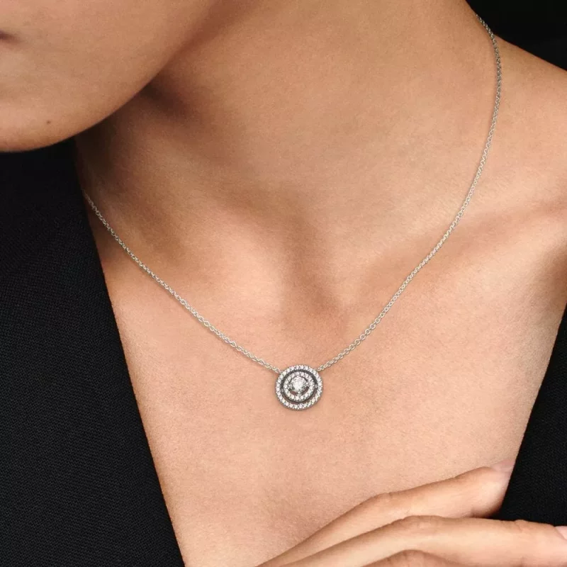 (imagen para) Collar con doble halo brillante de Pandora - 399414C01-45 - Ver 4