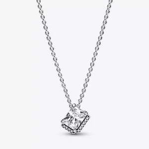 (imagen para) Collar con halo brillante rectangular de Pandora - 392388C01