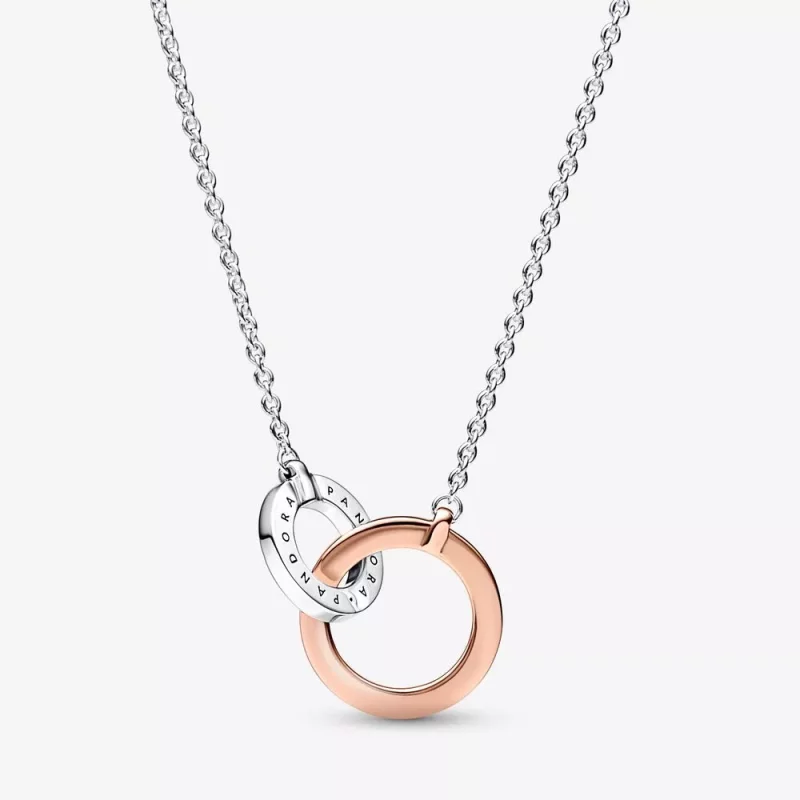 (imagen para) Collar de círculos entrelazados en dos tonos con la firma Pandora - 382778C01 - Ver 2