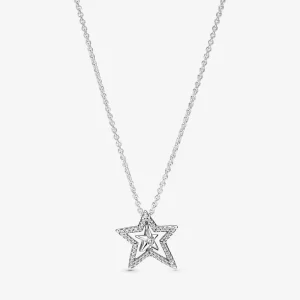 (imagen para) Collar PANDORA Pavé Asymmetric Star Collier - 390020C01