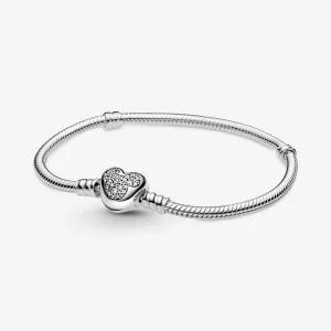 (imagen para) Disney Pandora Moments Mickey Mouse Pulsera de cadena de serpiente con cierre de corazón - 599299C01