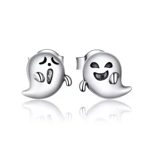 (imagen para) Estilo Pandora Plata Los pendientes de tuerca del fantasma del pequeño diablillo - BSE421