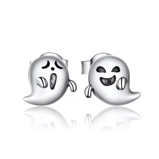 (imagen para) Estilo Pandora Plata Los pendientes de tuerca del fantasma del pequeño diablillo - BSE421