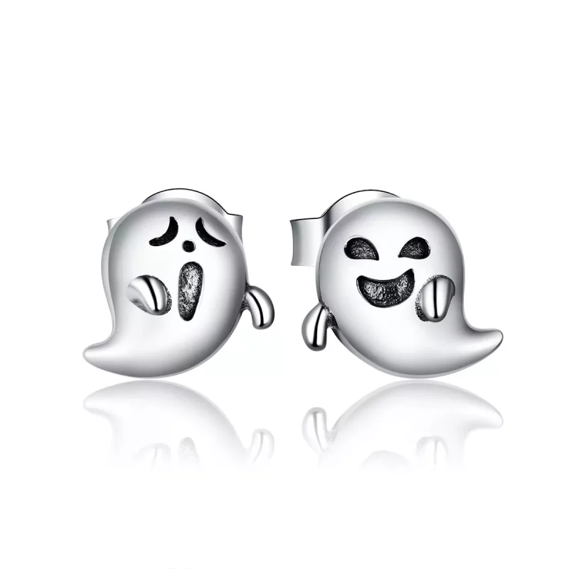 (imagen para) Estilo Pandora Plata Los pendientes de tuerca del fantasma del pequeño diablillo - BSE421