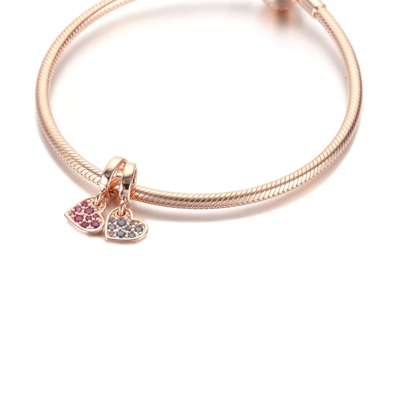 (imagen para) PANDORA Charm Colgante de Corazón Inclinado con Pavé Púrpura Real - 789404C03 - Ver 3