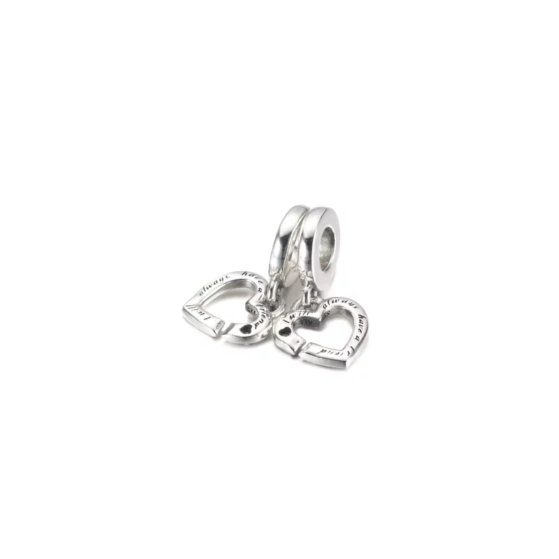(imagen para) PANDORA Charm Colgante Dividido de Corazones Enlazados de Hermanas - 799538C01 - Ver 2