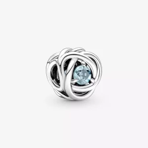 (imagen para) PANDORA Charm Círculo Eterno de Marzo Agua Aqua Azul - 790065C09
