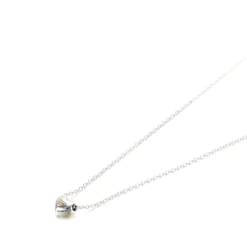 (imagen para) PANDORA Collar de Collier con Corazón Dorado en Relieve - 399399C00 - Ver 3