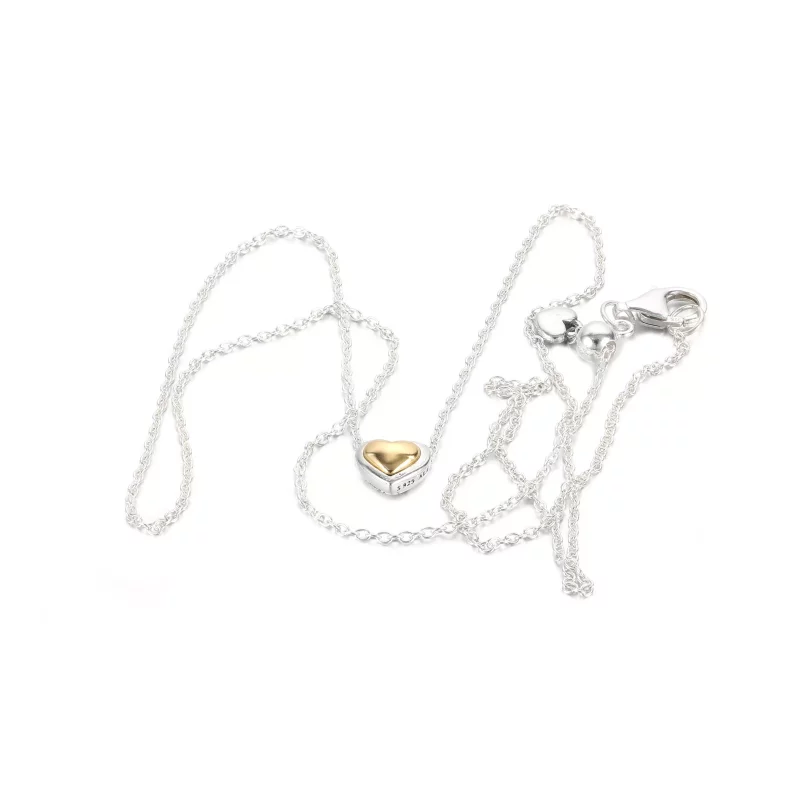 (imagen para) PANDORA Collar de Collier con Corazón Dorado en Relieve - 399399C00 - Ver 5