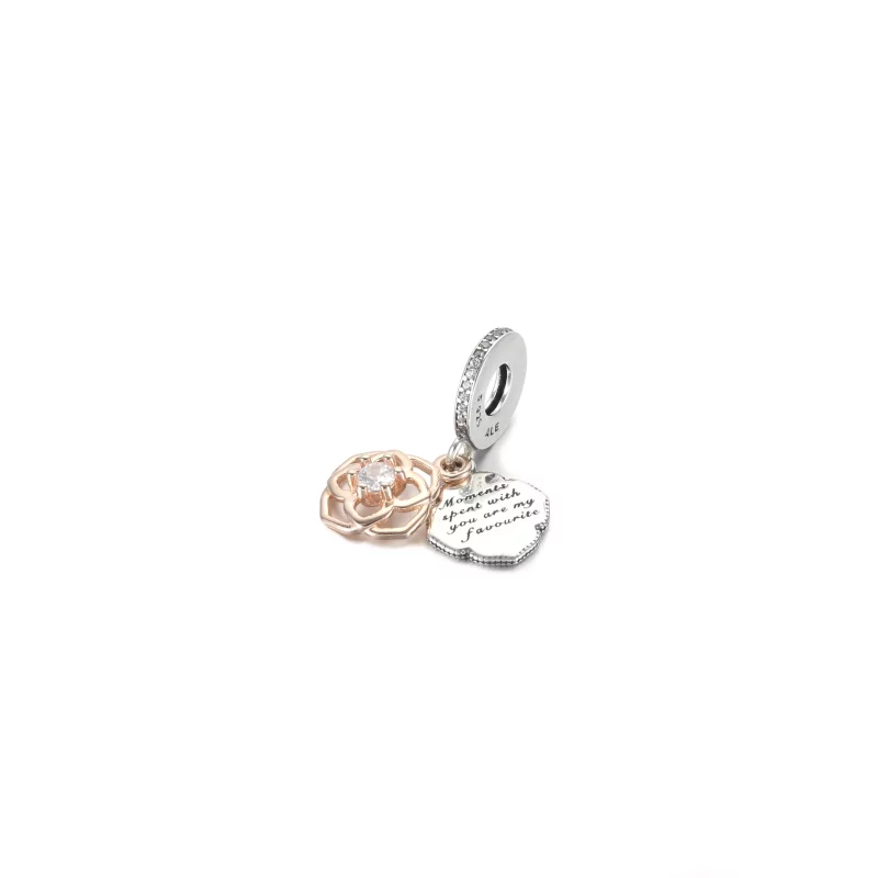 (imagen para) PANDORA dije colgante de dos tonos en rosa - 789373C01 - Ver 2