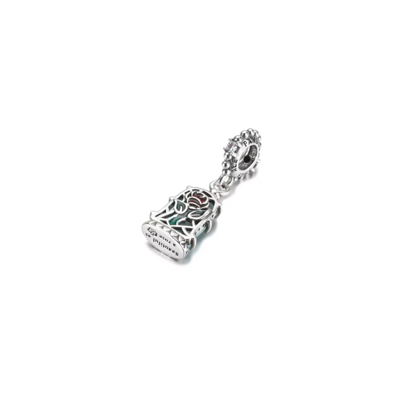 (imagen para) PANDORA Disney Beauty and the Beast Encanto Colgante Rosa Encantada - 790024C01 - Ver 7