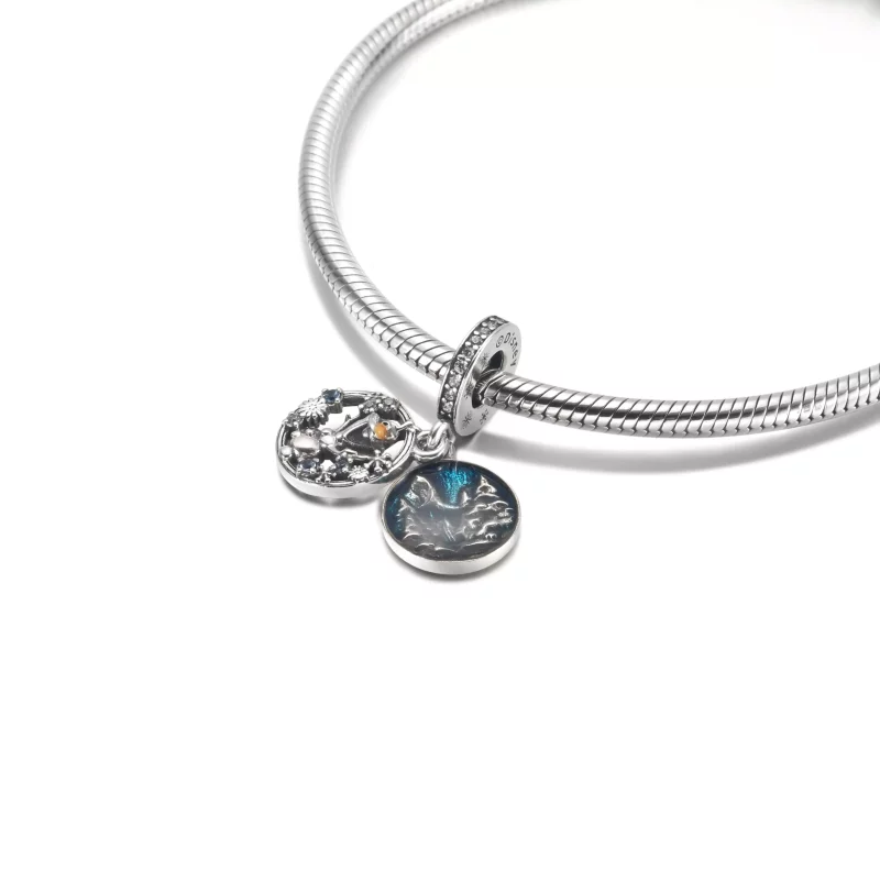 (imagen para) PANDORA Disney Frozen Snow Olaf Doble Dangle Charm - 799638C01 - Ver 5