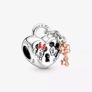 (imagen para) PANDORA Disney Mickey Mouse y Minnie Mouse Candado Charm - 780109C01