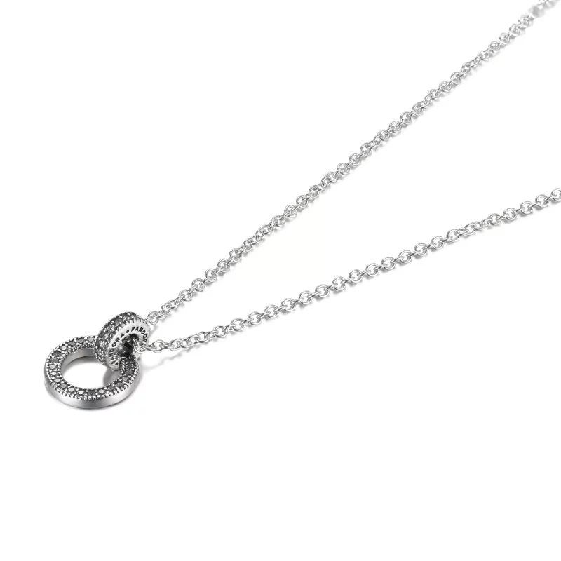 (imagen para) PANDORA Doble Colgante y Collar de Círculos - 399487C01 - Ver 2