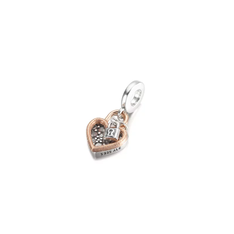 (imagen para) PANDORA Doble Dije Colgante Candado de Corazón - 780087C01 - Ver 4