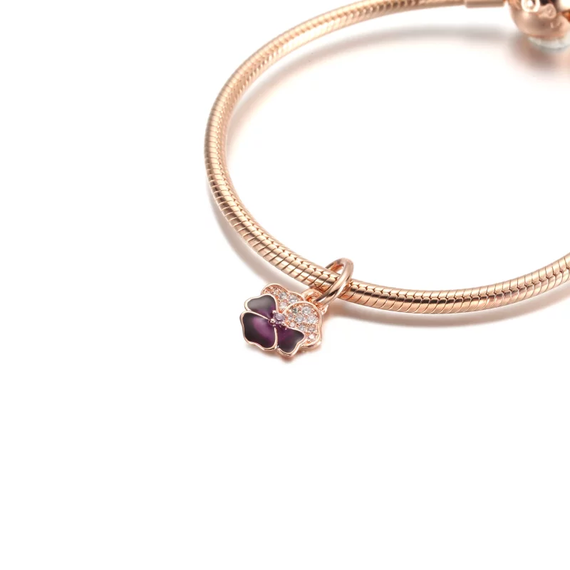 (imagen para) PANDORA Encanto Colgante de Flor de Pensamiento Morado Profundo - 780776C01 - Ver 4