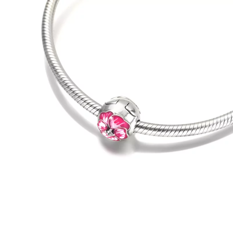 (imagen para) PANDORA Encanto de Clip con Flor de Pensamiento Rosa - 790772C01 - Ver 4