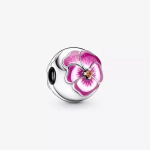 (imagen para) PANDORA Encanto de Clip con Flor de Pensamiento Rosa - 790772C01