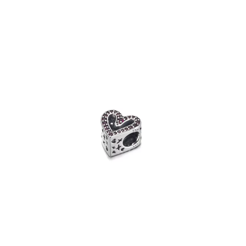 (imagen para) PANDORA Encanto de Corazón Rojo Rubí Brillante a Mano Alzada - 798692C02 - Ver 4