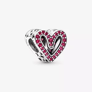(imagen para) PANDORA Encanto de Corazón Rojo Rubí Brillante a Mano Alzada - 798692C02