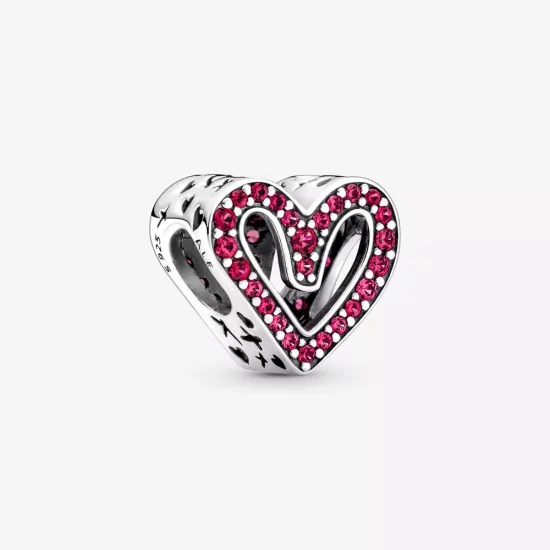 (imagen para) PANDORA Encanto de Corazón Rojo Rubí Brillante a Mano Alzada - 798692C02