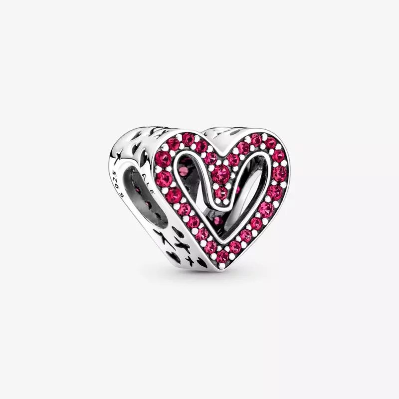 (imagen para) PANDORA Encanto de Corazón Rojo Rubí Brillante a Mano Alzada - 798692C02