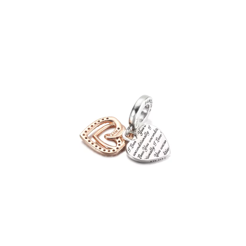(imagen para) PANDORA Encanto de Doble Colgante con Corazones Entrelazados - 781062C01 - Ver 4