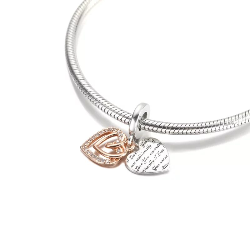 (imagen para) PANDORA Encanto de Doble Colgante con Corazones Entrelazados - 781062C01 - Ver 5